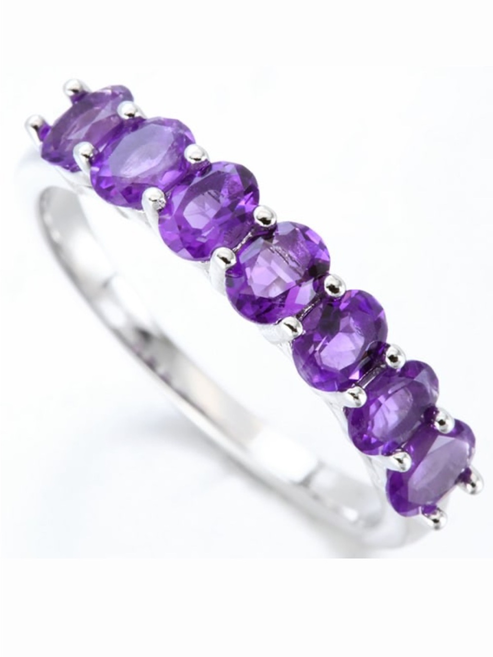 NWT SZ 7 Purple Amethyst Ring platinum over Sterling